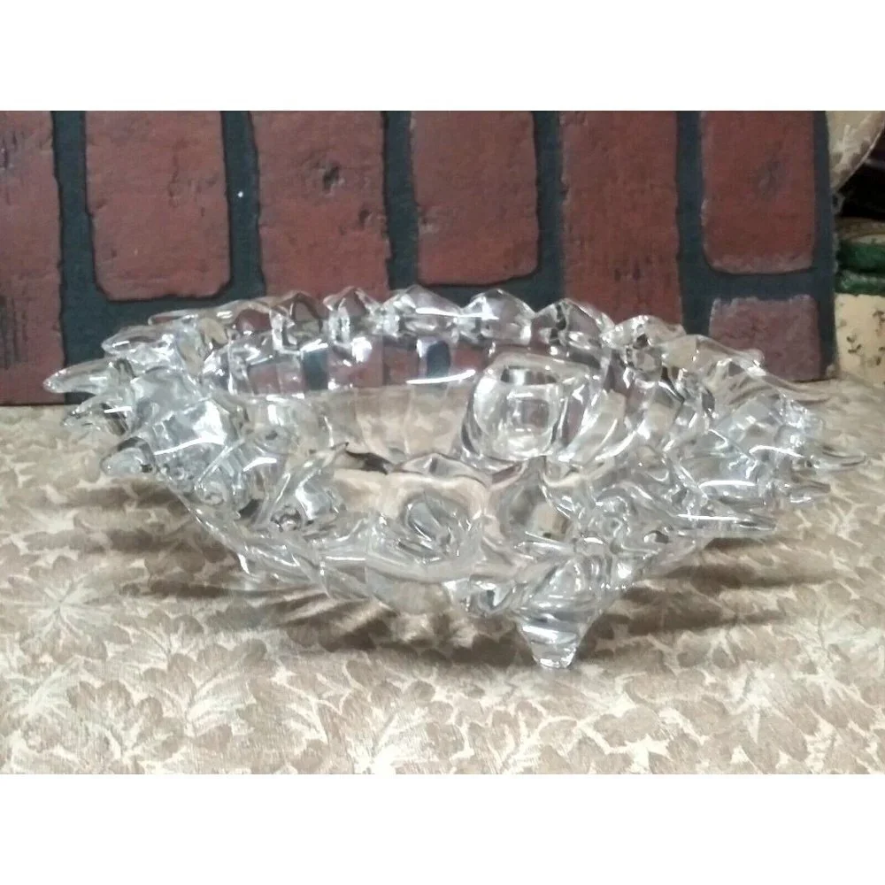 Partylite Candle holder Sun-burst Lead Crystal Made in Germany clear glass 9.5